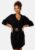 BUBBLEROOM Knitted V-neck Sweater Dress Black S – 7333340178157