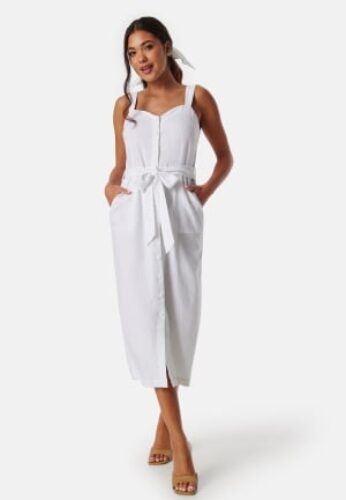 BUBBLEROOM Linen Blend Dress White 42 – 7333340297469
