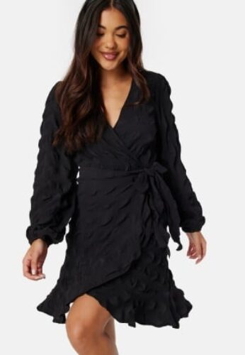BUBBLEROOM Litzy Wrap Dress Black XS – 7333340242926