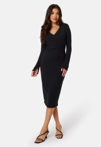 BUBBLEROOM Marielia rib dress Black S – 7333340231913