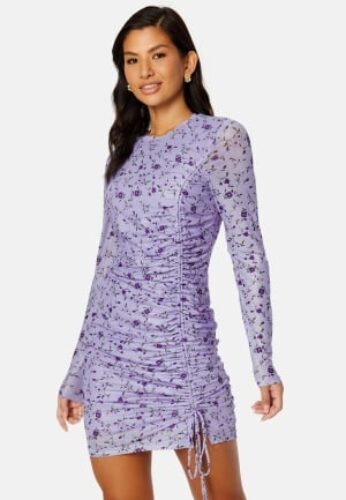 BUBBLEROOM Melandra mesh dress Lilac / Floral S – 7333340206713