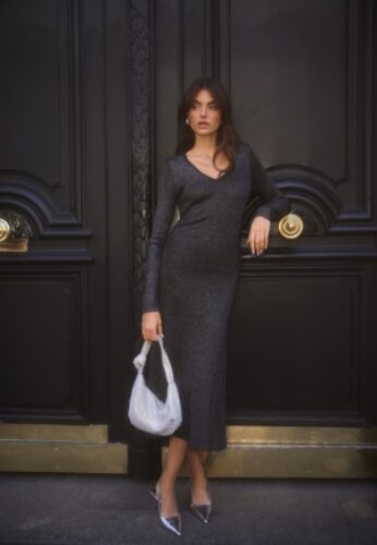 BUBBLEROOM Minea Sparkling Knitted Dress Black / Silver M – 7333340263341