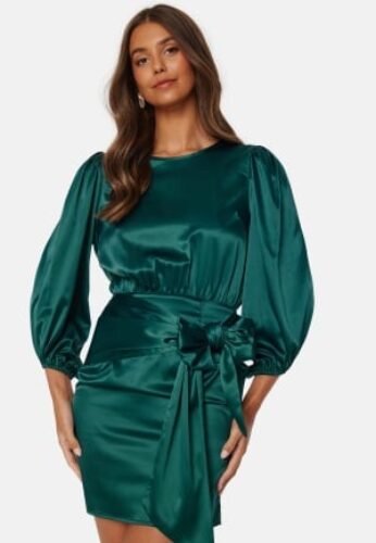 BUBBLEROOM Nellie Satin Dress Dark green 42 – 7333340137857