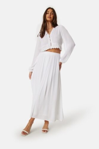 BUBBLEROOM Noele Viscose Crepe Maxi Skirt White XL – 7333340287576