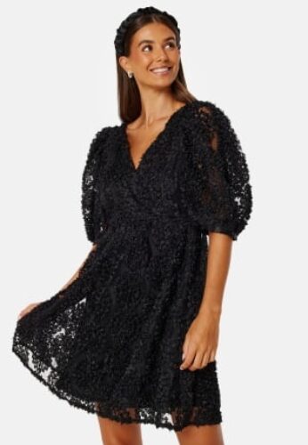 Bubbleroom Occasion 3D Puff Sleeve Dress Black M – 7333340257449