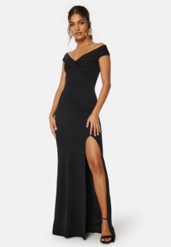 Bubbleroom Occasion Belle Twist Off Shoulder Gown Black XS – 7333340292815
