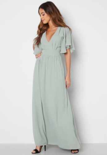 Bubbleroom Occasion Butterfly sleeve chiffon gown Dusty green 34 – 7333340053355