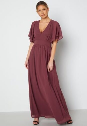 Bubbleroom Occasion Butterfly Sleeve Chiffon Gown Old rose 44 – 7333340053478
