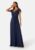Bubbleroom Occasion Butterfly Sleeve Draped Chiffon Gown Navy 46 – 7333340158623