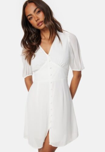 Bubbleroom Occasion Button Front S/S Dress White 34 – 7333340276518