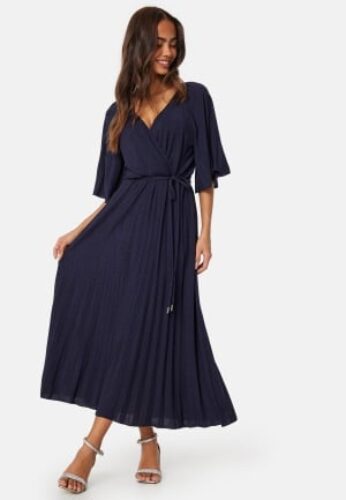Bubbleroom Occasion Elsina Pleated Sparkling Dress Dark blue XL – 7333340267448