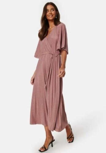 Bubbleroom Occasion Elsina Pleated Sparkling Dress Dusty pink XL – 7333340267509