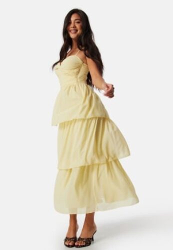 Bubbleroom Occasion Frill Strap Dress Light yellow 46 – 7333340302422