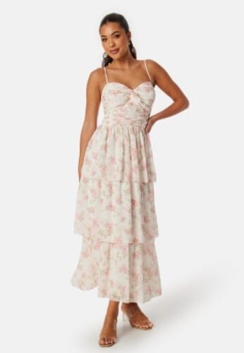 Bubbleroom Occasion Frill Strap Dress Pink/Floral 40 – 7333340302460