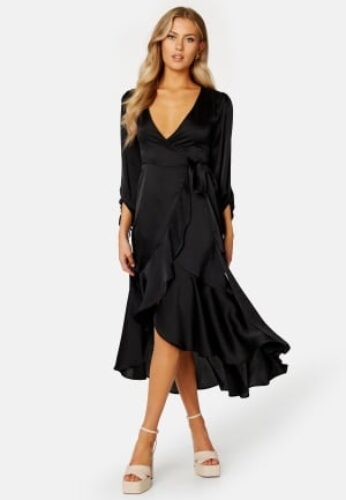 Bubbleroom Occasion Gilda Wrap Dress Black 4XL – 7333340179857