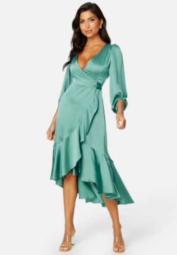 Bubbleroom Occasion Gilda Wrap Dress Petrol-green 2XL – 7333340183236
