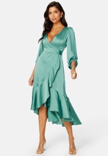 Bubbleroom Occasion Gilda Wrap Dress Petrol-green 4XL – 7333340183250