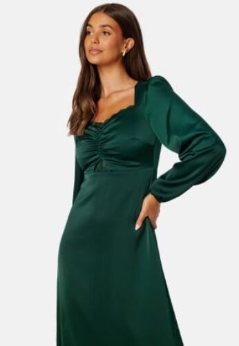 Bubbleroom Occasion Ginita Lace Insert Dress Dark green 38 – 7333340248522
