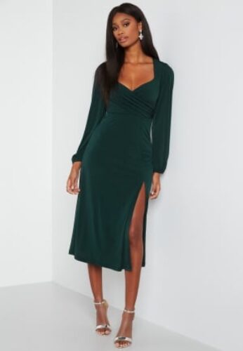 Bubbleroom Occasion Giulia Long Sleeve Dress Dark green 46 – 7333340182628