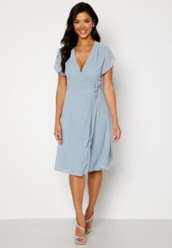 Bubbleroom Occasion Grienne Wrap Midi Dress Dusty blue 4XL – 7333340121924
