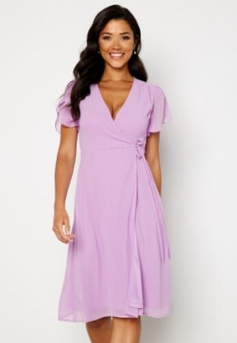 Bubbleroom Occasion Grienne Wrap Midi Dress Lilac 4XL – 7333340122082