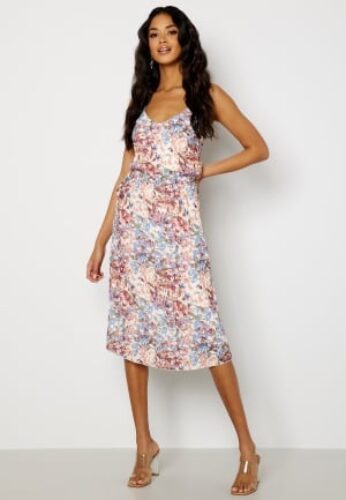 Bubbleroom Occasion Gwyneth Pleated Dress Offwhite / Floral 48 – 7333340108895