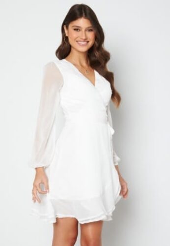 Bubbleroom Occasion Kaira chiffon dress White 48 – 7333340042748