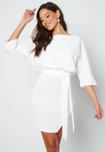Bubbleroom Occasion Knot Slit Short Dress White 40 – 7333340046906
