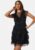 Bubbleroom Occasion Lace Frill Dress Black XS – 7333340288931
