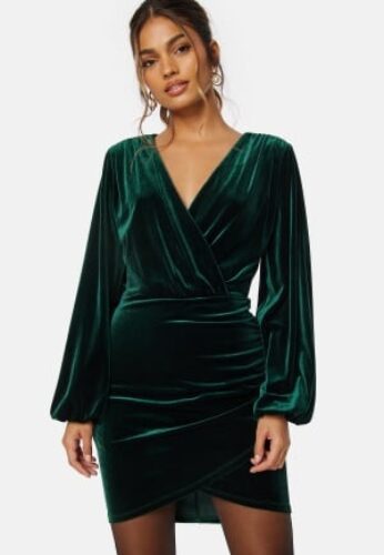 Bubbleroom Occasion Leija Velvet Dress Dark green 2XL – 7333340254899