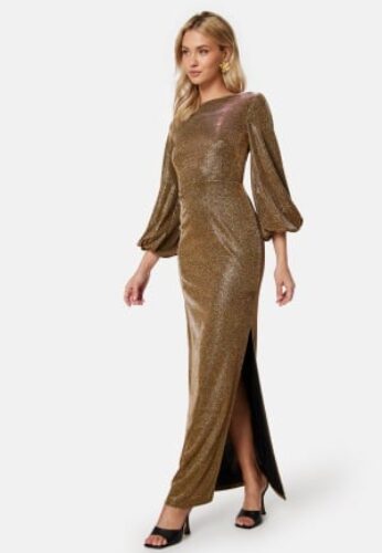 Bubbleroom Occasion Liise Sparkling Gown Gold-coloured / Black 42 – 7333340258552