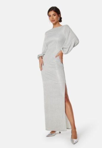 Bubbleroom Occasion Liise Sparkling Gown Silver coloured 46 – 7333340254349