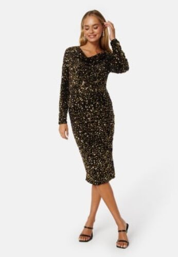 Bubbleroom Occasion Lizette Sparkling Dress Black / Gold 3XL – 7333340256558