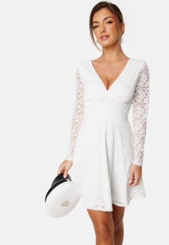 Bubbleroom Occasion Long Sleeve Lace Dress White XL – 7333340274828