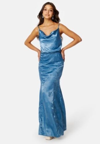 Bubbleroom Occasion Lucie Jacquard Gown Dusty blue 38 – 7333340134511