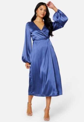 Bubbleroom Occasion Misha Satin Dress Dusty blue 36 – 7333340156599