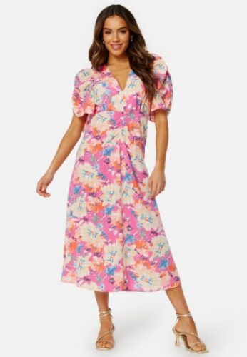 Bubbleroom Occasion Neala Puff Sleeve Dress Pink / Floral 46 – 7333340200810