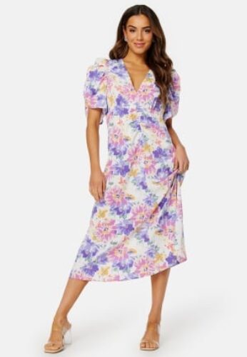 Bubbleroom Occasion Neala Puff Sleeve Dress White / Floral 46 – 7333340200896