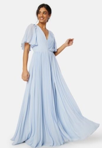 Bubbleroom Occasion Pleated Slit Gown  Light blue 36 – 7333340275375