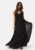 Bubbleroom Occasion Pleated V-neck chiffon gown Black 34 – 7333340302576