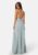 Bubbleroom Occasion Pleated V-neck chiffon gown Dusty green 34 – 7333340302507