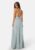 Bubbleroom Occasion Pleated V-neck chiffon gown Dusty green 36 – 7333340302514