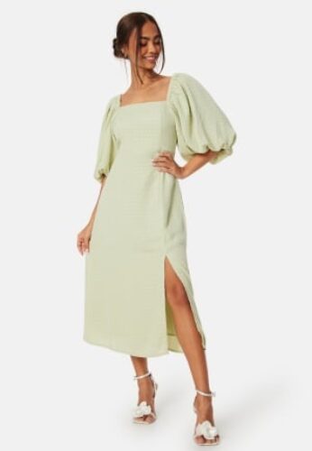 Bubbleroom Occasion Puff Sleeve Dress Light green S – 7333340293546