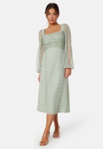 Bubbleroom Occasion Ruched LS Midi Dress  Aqua 44 – 7333340285404