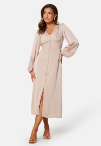 Bubbleroom Occasion  Satin Midi Dress Champagne XS – 7333340288641
