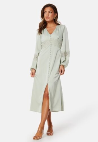 Bubbleroom Occasion  Satin Midi Dress Dusty green M – 7333340288719