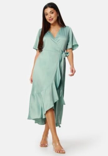 Bubbleroom Occasion Scala Frill Dress Dusty green 4XL – 7333340232644