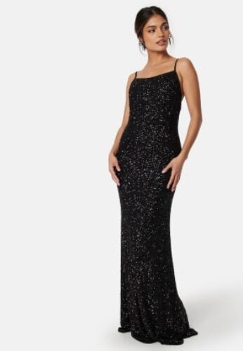 Bubbleroom Occasion Sequin Gown Black S – 7333340293423