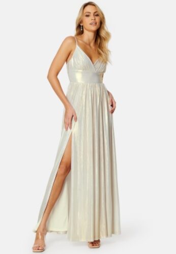 Bubbleroom Occasion Siri Sparkling Pleated Gown Champagne 42 – 7333340226346