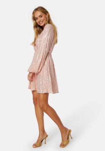 Bubbleroom Occasion Sparkling Balloon Sleeve Dress Dusty pink XS – 7333340262634